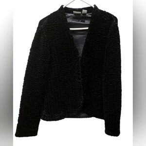 Chicos black waffle velvet long sleeve jacket, size 1 (M/8)